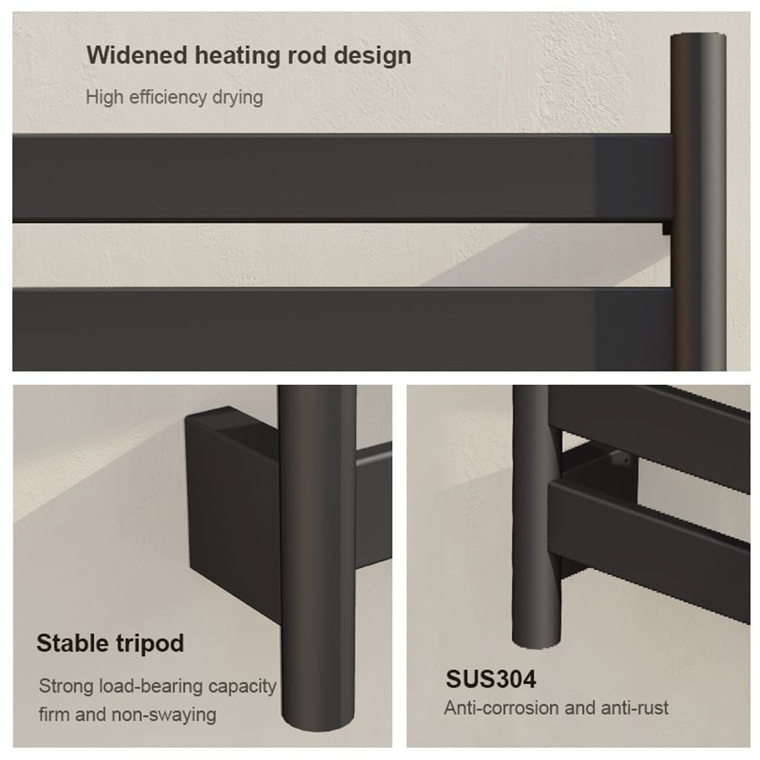 Elektrische handdoek radiator zwart met thermostaat