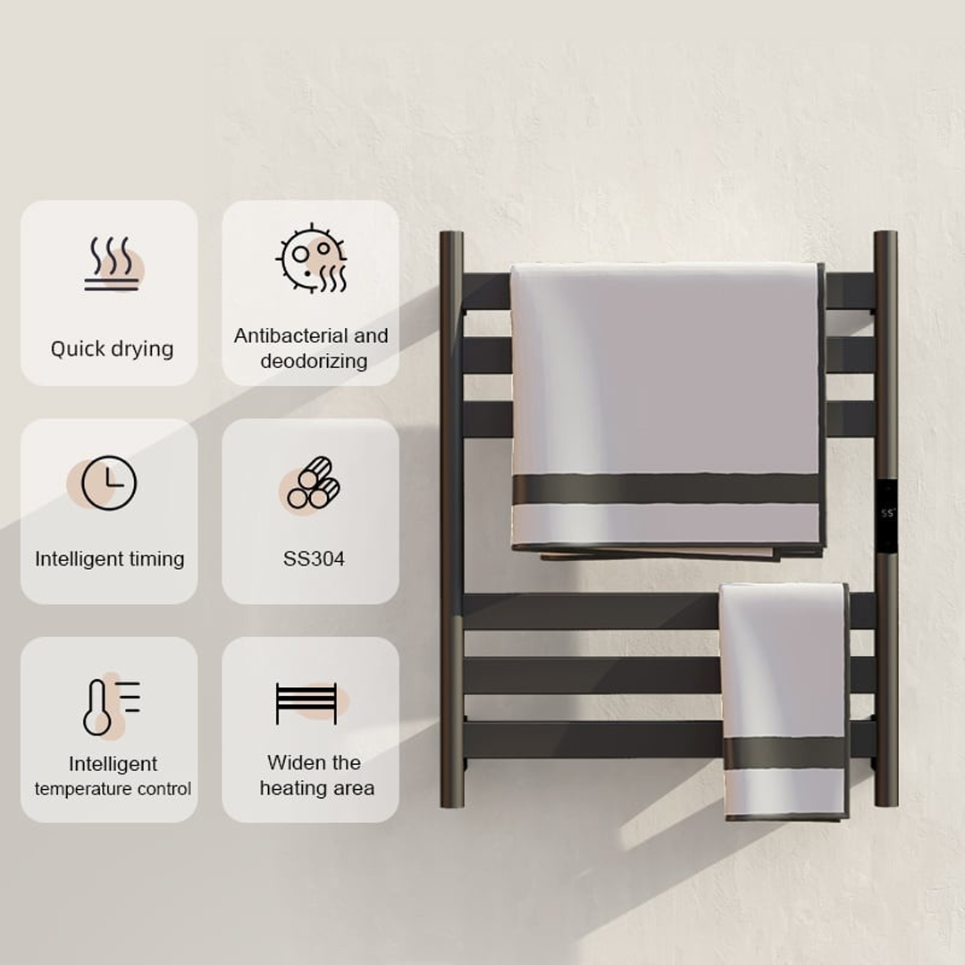 Elektrischer Handtuchheizkörper schwarz mit Thermostat