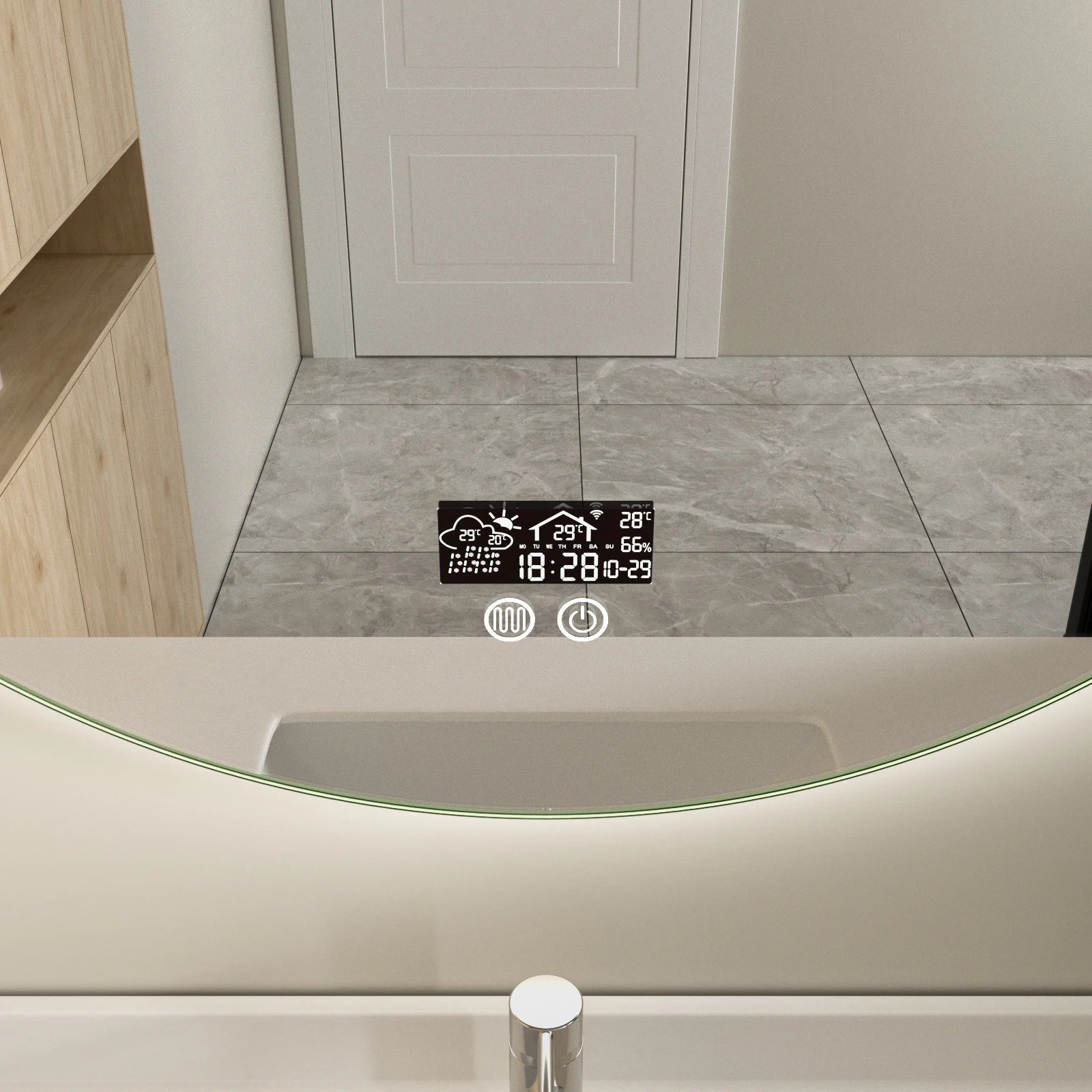 Miroir Intelligent 80cm - Sans Cadre, Éclairage LED, Anti-Condensation & Wifi