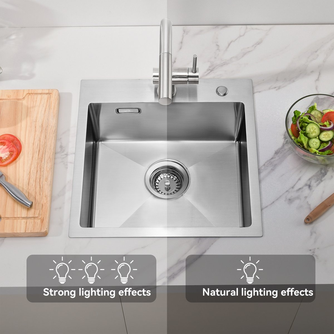 Spoelbak RVS 40 x 40 – Spoelbak Keuken - Spoelbakken Keuken – Wasbak Keuken - zonder Kraangat