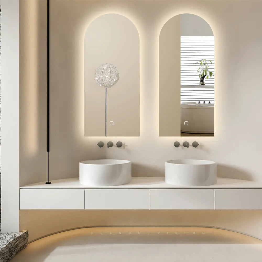 Spiegel mit LED halboval 50 x 100 cm