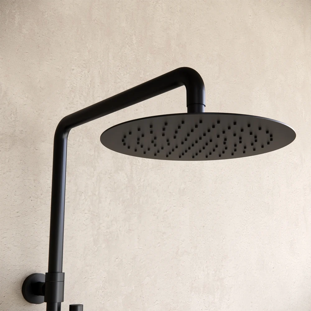 Aufputz-Regendusche 30 cm Thermostat-Brausekopf, mattschwarz/silber